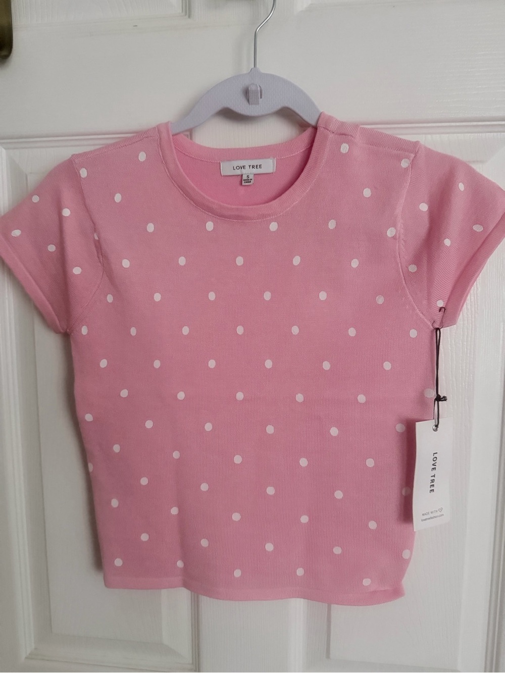 Love Tree Pink Polka Dot Short Sleeve Tee